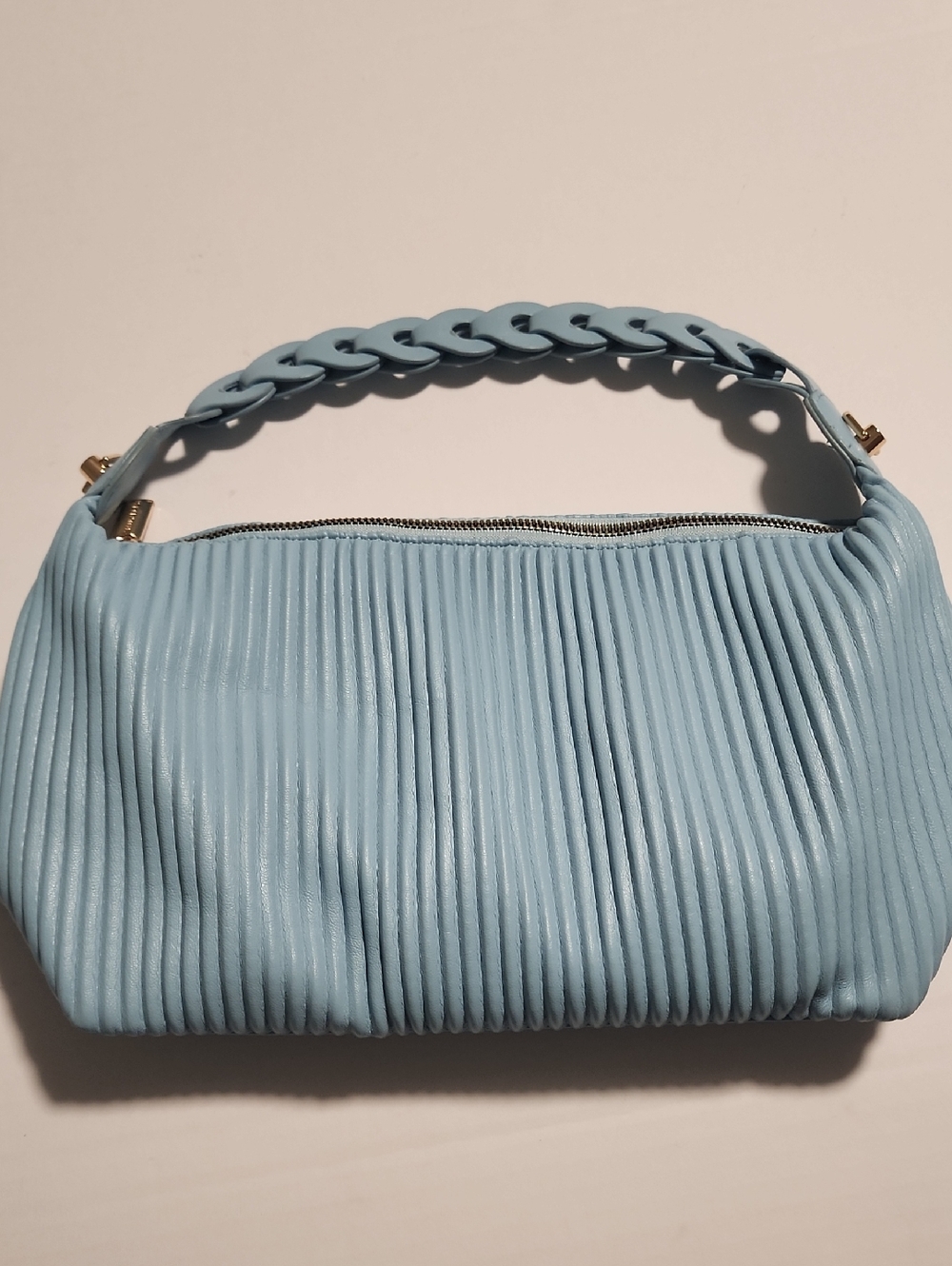 Expressions NYC Vegan Hobo Sky Blue Shoulder Bag with Braided Handle